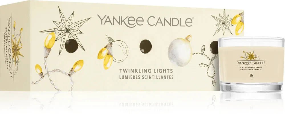 Twinkling Lights votivní svíčka ve skle pro muže 3x37 g