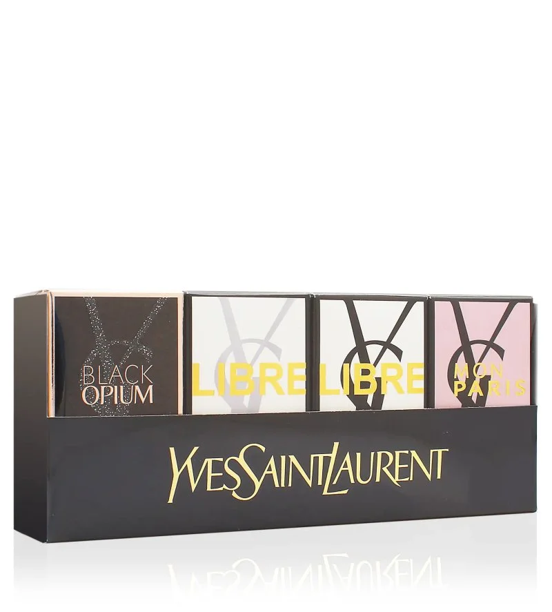 Miniatűrök ajándékszett Opium 7,5 ml + Paris Eau de Parfum 7,5 ml + Black Opium Eau de Parfum 7,5 ml + Mon Paris Eau de Parfum nőknek
