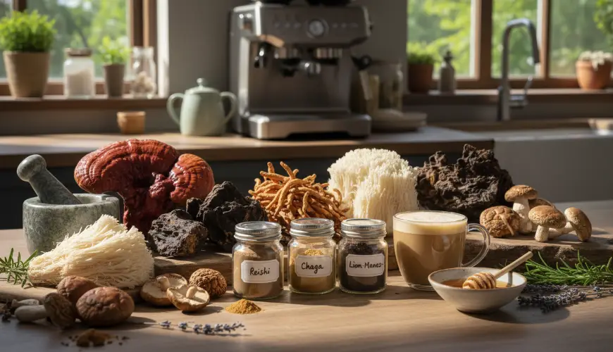 Adaptogén gombák a konyhában, mint a reishi, az oroszlánsörény és a cordyceps