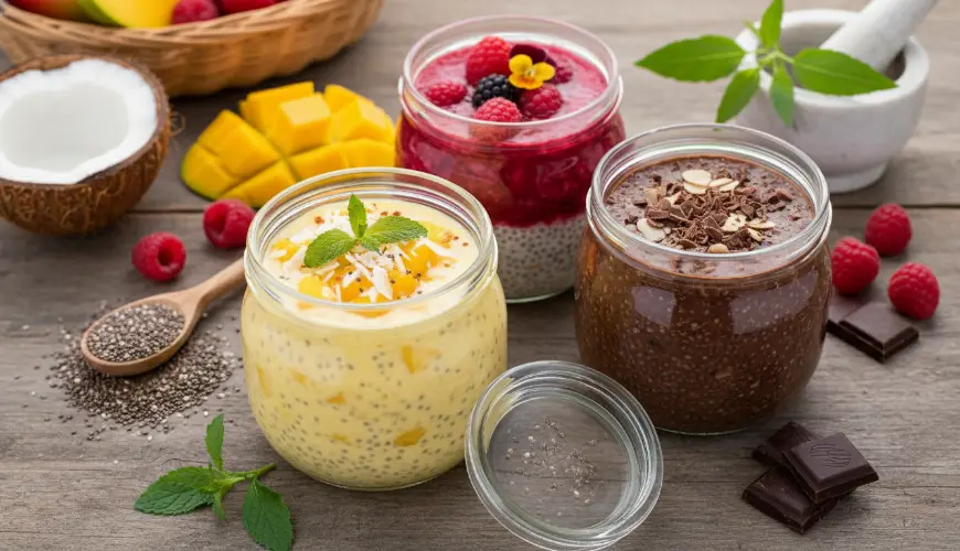 Chia puding mint egészséges reggeli erőfeszítés nélkül