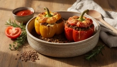 Lencsés ragú töltött paprika töltelékeként