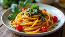 Egészséges tök spagetti pestóval a gyors és egyszerű étkezésért
