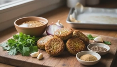 Házi falafel sült csicseriborsóból olaj nélkül