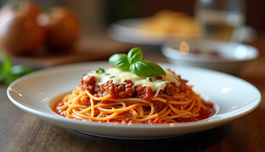 Sült spagetti darált hússal, amely teljesen eltelít és örömet okoz