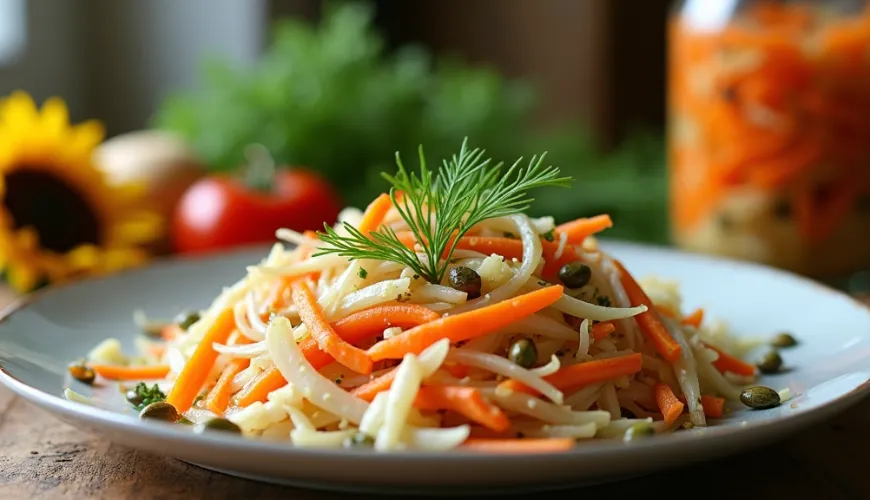 Egészséges étel elérhető közelségben: vitaminos savanyú káposzta saláta